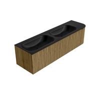 Ensemble de meuble de salle de bain Mondiaz KURVE - 165x46x40cm - 2 tiroirs - 1 porte - lavabo en solid surface - double / gauche - sans trou de robinet - Dusk KRVBGS165R2L1D0KDDusUrb