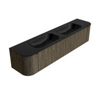 Ensemble de meuble de salle de bain Mondiaz KURVE - 200x46x40cm - 2 tiroirs - 2 portes - lavabo en solid surface - double - 2 trous de robinet - Shadow KRVBGS200LR2L2D2KDShaUrb