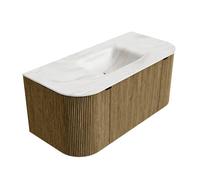 Ensemble de meuble de salle de bain Mondiaz KURVE-DLUX - 100x46x40cm - 1 tiroir - 2 portes - lavabo en solid surface - milieu - 1 trou de robinet - Dusk KRVGRU100LR1L2D1KMDusOst