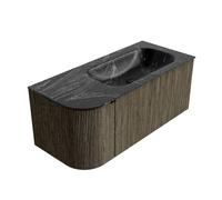 Ensemble de meuble de salle de bain Mondiaz KURVE-DLUX - 105x46x40cm - 1 tiroir - 1 porte - lavabo en solid surface - droite - 1 trou de robinet - Shadow KRVBGS105L1L1D1KRShaLav