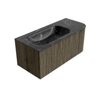 Ensemble de meuble de salle de bain Mondiaz KURVE-DLUX - 105x46x40cm - 1 tiroir - 1 porte - lavabo en solid surface - gauche - sans trou de robinet - Shadow KRVBGS105R1L1D0KLShaLav