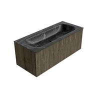 Ensemble de meuble de salle de bain Mondiaz KURVE-DLUX - 110x46x40cm - 1 tiroir - lavabo en solid surface - milieu - sans trou de robinet - Shadow KRVBGM1101L0D0KMShaLav