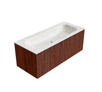 Ensemble de meuble de salle de bain Mondiaz KURVE-DLUX - 110x46x40cm - 1 tiroir - lavabo en solid surface - milieu - sans trou de robinet - Ruby KRVBGM1101L0D0KMRubOst