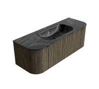 Ensemble de meuble de salle de bain Mondiaz KURVE-DLUX - 130x46x40cm - 1 tiroir - 2 portes - lavabo en solid surface - centre - 1 trou de robinet - Shadow KRVBGS130LR1L2D1KMShaLav