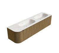 Ensemble de meuble de salle de bain Mondiaz KURVE-DLUX - 175x46x40cm - 2 tiroirs - 1 porte - lavabo en solid surface - double / droite - 2 trous de robinet - Dusk KRVSTS175L2L1D2KDDusOst