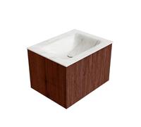 Ensemble de meuble de salle de bain Mondiaz KURVE-DLUX - 60x46x40cm - 1 tiroir - lavabo en solid surface - milieu - sans trou de robinet - Ruby KRVCLO601L0D0KMRubOst