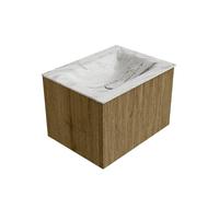 Ensemble de meuble de salle de bain Mondiaz KURVE-DLUX - 60x46x40cm - 1 tiroir - lavabo en solid surface - milieu - 1 trou de robinet - Dusk KRVCLO601L0D1KMDusGla
