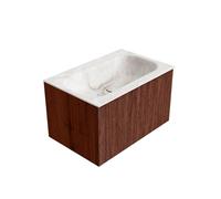 Ensemble de meuble de salle de bain Mondiaz KURVE-DLUX - 70x46x40cm - 1 tiroir - lavabo en solid surface - milieu - sans trou de robinet - Ruby KRVBGS701L0D0KMRubFra