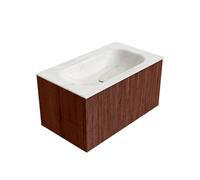 Ensemble de meuble de salle de bain Mondiaz KURVE-DLUX - 80x46x40cm - 1 tiroir - lavabo en solid surface - milieu - sans trou de robinet - Ruby KRVBGS801L0D0KMRubOst