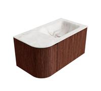 Ensemble de meuble de salle de bain Mondiaz KURVE-DLUX - 85x46x40cm - 1 tiroir - 1 porte - lavabo en solid surface - droite - 1 trou de robinet - Ruby KRVCLO85L1L1D1KRRubFra
