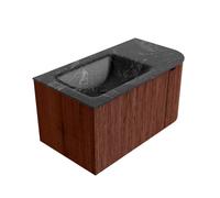 Ensemble de meuble de salle de bain Mondiaz KURVE-DLUX - 85x46x40cm - 1 tiroir - 1 porte - lavabo en solid surface - gauche - sans trou de robinet - Ruby KRVCLO85R1L1D0KLRubLav