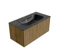 Ensemble de meuble de salle de bain Mondiaz KURVE-DLUX - 90x46x40cm - 1 tiroir - lavabo en solid surface - milieu - sans trou de robinet - Dusk KRVBGS901L0D0KMDusLav