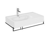 Ensemble de meuble-lavabo VitrA Equal 64083 avec vasque asymétrique de 80 cm, finition VC blanc brillant, porte-serviettes en métal noir mat