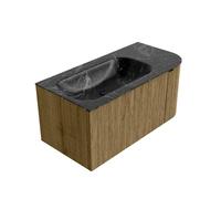 Ensemble de meuble Mondiaz KURVE-DLUX - 95x46x40cm - 1 tiroir - 1 porte - lavabo en solid surface - gauche - sans trou de robinet - Dusk KRVBGS95R1L1D0KLDusLav