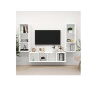 Ensemble de meuble TV 3 pcs Blanc Bois d ingénierie