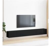 Ensemble De Meuble Tv 3 Pièces Vidaxl En Bois D'ingénierie Noir Noir