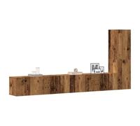 Ensemble De Meuble TV 3 Pièces En Bois D'Ingénierie, Rangement Mural Avec Portes, Meuble d'Appoint, Armoire de Rangement, adapté au Salon et à l’Entrée,Bois Recyclé, 100x30x30 cm & 30.5x30x110 cm