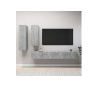 Ensemble de meuble TV 4 pcs Gris béton Bois d ingénierie