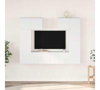 vidaXL 6-delige Tv-meubelset bewerkt hout wit3078699 Blanc G