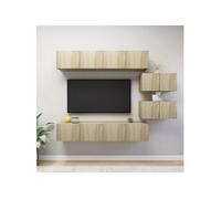 Vidaxl Ensemble De Meuble Tv 6 Pcs Chêne Sonoma Bois D'ingénierie Multicolore