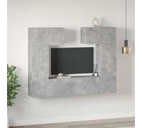 vidaXL Ensemble de Meuble TV 6 pcs Suspendu Mural Ensemble d'Armoires Stéréo Salle de Séjour Maison Salon Intérieur Gris Béton Aggloméré Gris G