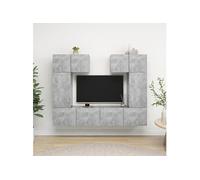 vidaXL Ensemble de Meuble TV 6 pcs Suspendu Mural Ensemble d'Armoires Stéréo Salle de Séjour Maison Salon Intérieur Gris Béton Aggloméré Gris G