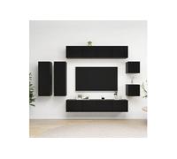 Vidaxl Ensemble De Meuble Tv 8 Pcs Noir Bois D'ingénierie Noir