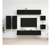 Vidaxl Ensemble De Meuble Tv 8 Pcs Noir Bois D'ingénierie Noir