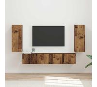 Ensemble de Meuble TV Mural 4 Pièces, Meuble Télé Moderne avec Étagères, Rangement Salon en Bois d'Ingénierie Style Minimaliste pour Salon et Salle à Manger