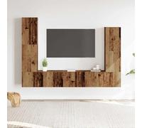 Ensemble De Meuble TV Mural En Bois d’Ingénierie, Rangement Modulable Et Gain De Place, meuble tv suspendu, armoire de rangement, adapté au Salon et à l’Entrée, Aspect Bois Recyclé, 4 Pièces