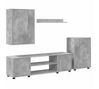 vidaXL Ensemble meuble TV 4 pcs – Unité de rangement moderne gris béton, bois d'ingénierie