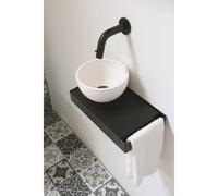 Ensemble de meuble XS Ink Jazz cadre noir mat plateau noir mat vasque à gauche polystone 20cm blanc mat