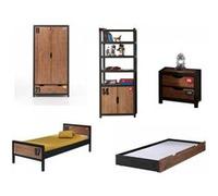 Ensemble de meubles avec armoire et bibliotheque Alex Marron G