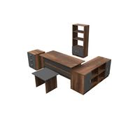 CONCEPT USINE | Ensemble Complet de Meubles de Bureau | Design NOTTO | Finition Bois Chêne et Anthracite | Style Contemporain très Élégant | Moderne et Fonctionnel | Poste de Travail Stable et Robuste