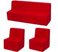 Ensemble de meubles chambre enfant: 2xfauteuil+canapé rouge Rouge G