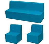 Velinda Ensemble de Meubles Chambre Enfant: 2xfauteuil+canapé, Jeu Confort Repos (Couleur: Bleu)