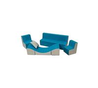 Ensemble de meubles chambre enfant: 2xfauteuil+canapé+pouf bleu-beige
