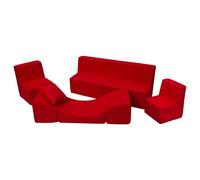 Ensemble De Meubles Chambre Enfant: 2xfauteuil+Canap+Pouf Rouge