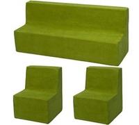 Ensemble de meubles chambre enfant: 2xfauteuil+canapé vert Vert G