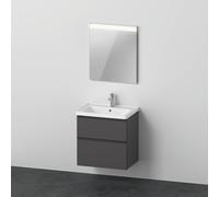 Ensemble de meubles D-Neo, lavabo de meuble avec meuble sous-lavabo mural et miroir LED, 650x2000mm, DE011204949, Couleur: Décor graphite mat