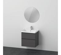 Ensemble de meubles D-Neo, lavabo de meuble avec meuble-lavabo mural et miroir LED (rond), 650x2000mm, DE01090, Coloris: DÃ©cor graphite mat - DE010904949