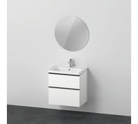 Ensemble de meubles D-Neo, lavabo de meuble avec meuble sous-lavabo mural et miroir LED (rond), 650x2000mm, DE010901818, Couleur: Décor blanc mat