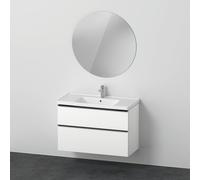 Ensemble de meubles D-Neo, meuble lavabo avec meuble-lavabo mural et miroir LED (rond), 1000x2000mm, DE01110, Coloris: DÃ©cor blanc mat - DE011101818