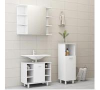 Ensemble de meubles de bain - Meuble étagère + Cabinet sous lavabo - 3 pièces Blanc Bois d'ingénierie - 80x20,5x64 cm fr_96895132