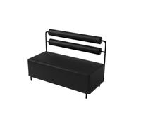 Ensemble De Meubles De Bar Industriels Modernes, Canapés Sectionnels en Acier Inoxydable Noir, Chaises Et Table Carrée for Salon Tendance, Club, Restaurant, Bistro, Café, Décoration(B)