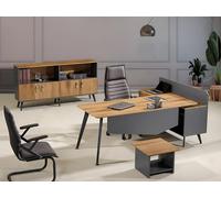 Ensemble de meubles de bureau Table de bureau d'angle Ensemble de 3 pièces en bois brun Bureau