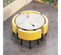 Ensemble de meubles de bureau - Table ronde avec 4 chaises - Design peu encombrant - Facile à assembler - Idéal pour cuisine, salle à manger, salon, salon