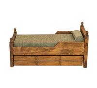 Ensemble de meubles de chambre à coucher réalistes en bois pour les amateurs de mannequins échelle 1:12 comprend une literie en coton et un rangement pour maisons de poupées réalistes