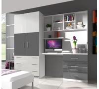Ensemble de meubles de chambre modernes avec armoire, bureau, bibliothèque, étagère pour garçon, fille, enfant, adolescent, EDEN 3AM (gris) Solution de rangement élégante et fonctionnelle pour enfants