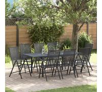 Ensemble De Meubles De Couloir 9 Pièces Vidaxl Acier Anthracite, Table De Jardin Extensible Vidaxl Anthracite (140-210)X90x73 Cm Acier